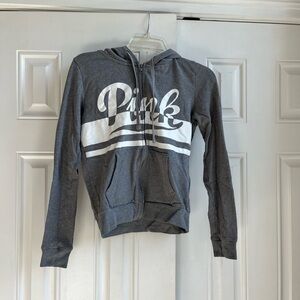 Gray PINK Zip-Up Hoodie